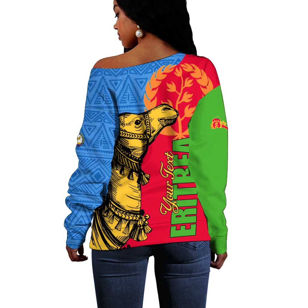 Eritrea Independence Day 2024 Off Shoulder Sweater Eritrean Camel African Pattern LT01