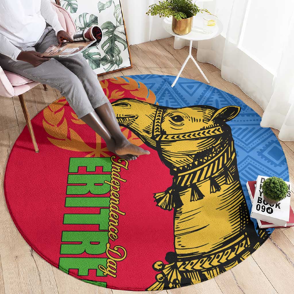 Eritrea Independence Day 2024 Round Carpet Eritrean Camel African Pattern LT01