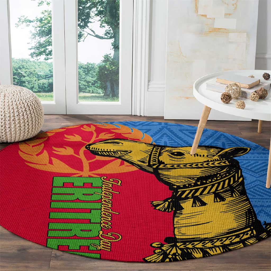 Eritrea Independence Day 2024 Round Carpet Eritrean Camel African Pattern LT01
