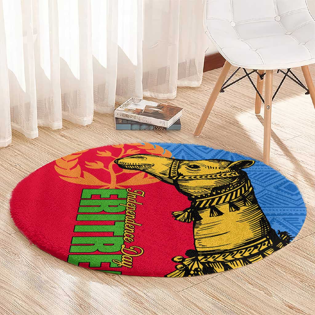Eritrea Independence Day 2024 Round Carpet Eritrean Camel African Pattern LT01