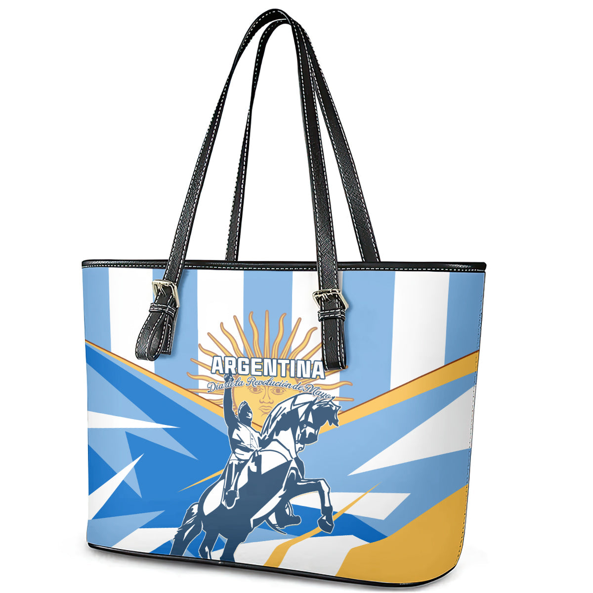 Argentina Revolution Day Leather Tote Bag Sol de Mayo Warrior LT01