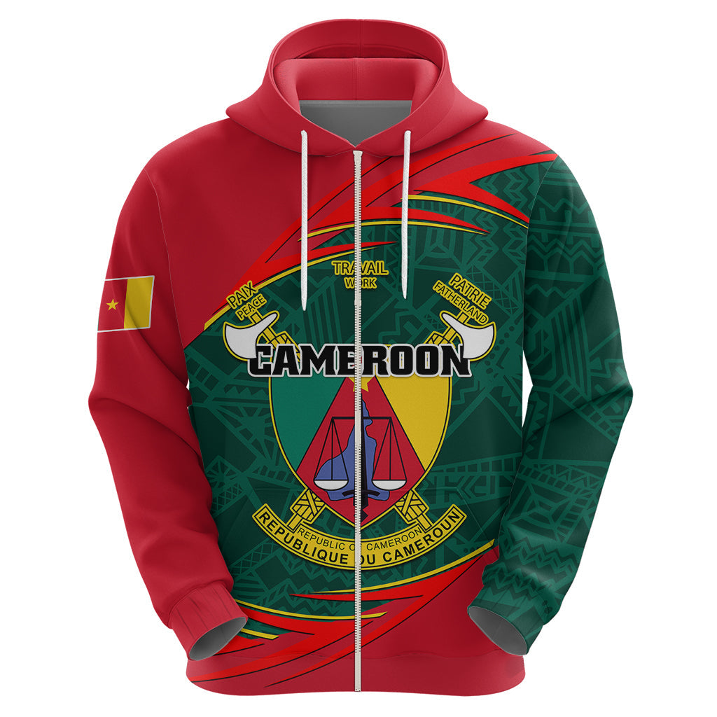 Cameroon Hoodie Cameroun Coat Of Arms Mix African Pattern LT01
