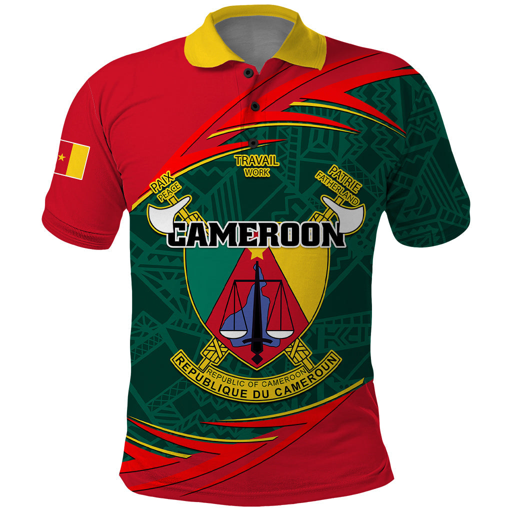 Cameroon Polo Shirt Cameroun Coat Of Arms Mix African Pattern LT01