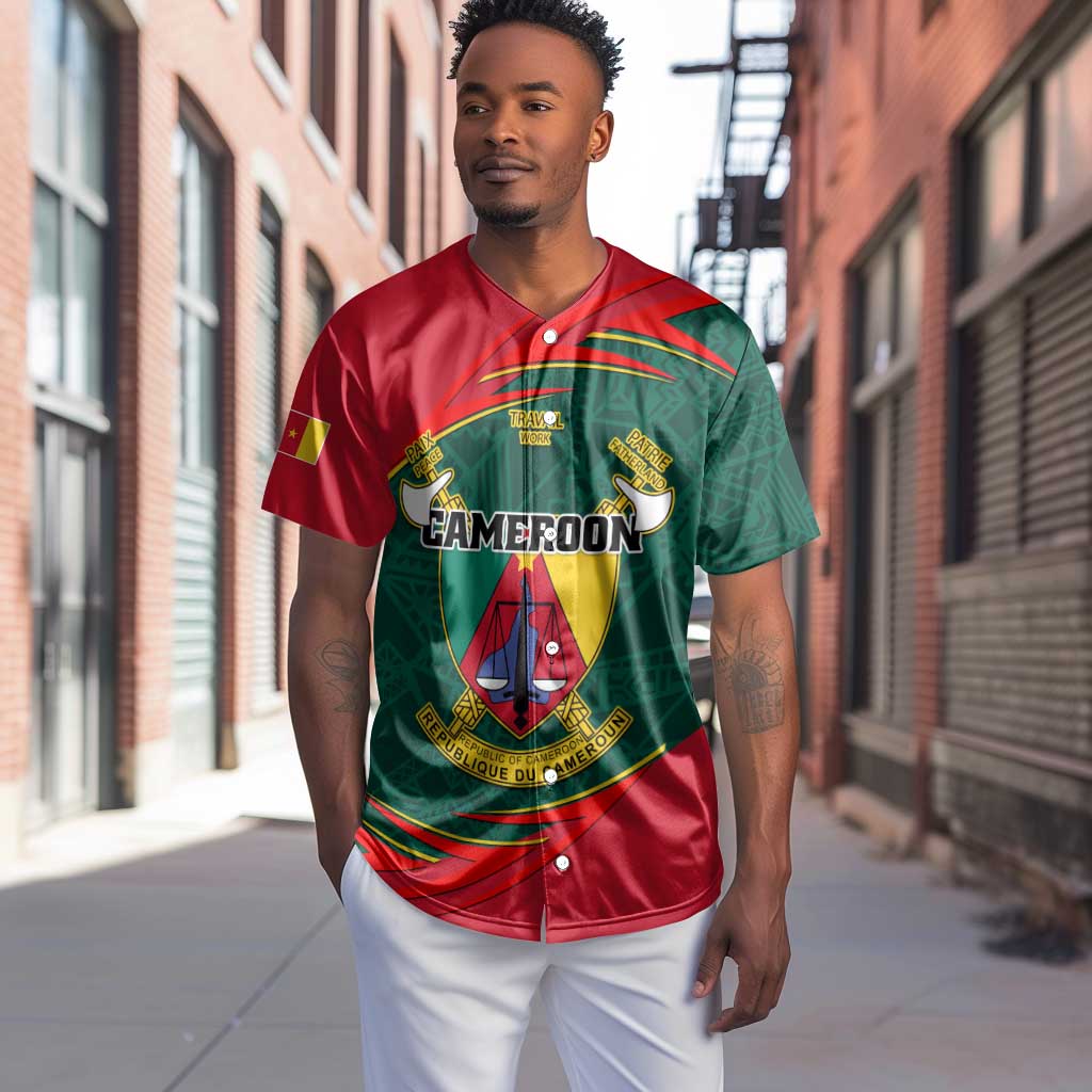 Personalized Cameroon Baseball Jersey with Cameroun Coat of Arms and African Pattern LT01