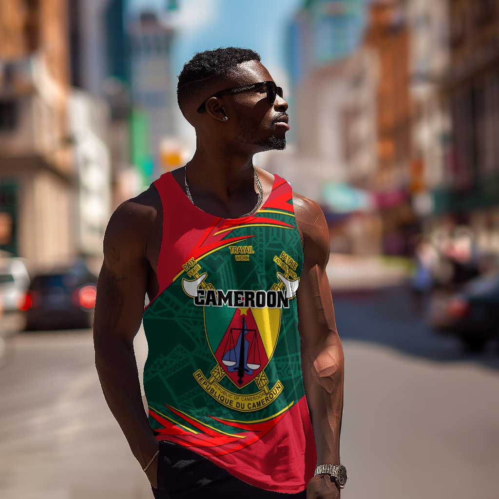 Personalized Cameroon Men Tank Top with Cameroun Coat of Arms and African Pattern LT01