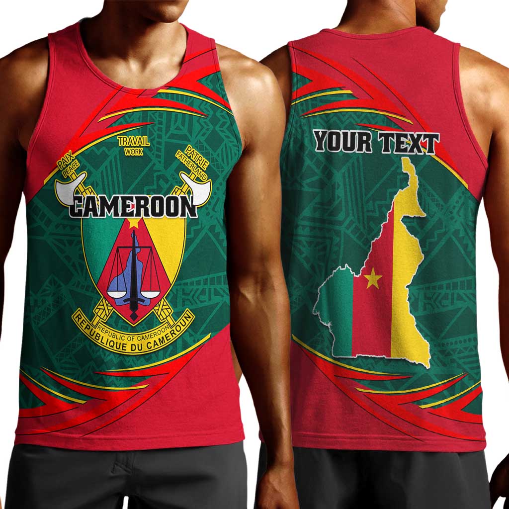 Personalized Cameroon Men Tank Top with Cameroun Coat of Arms and African Pattern LT01