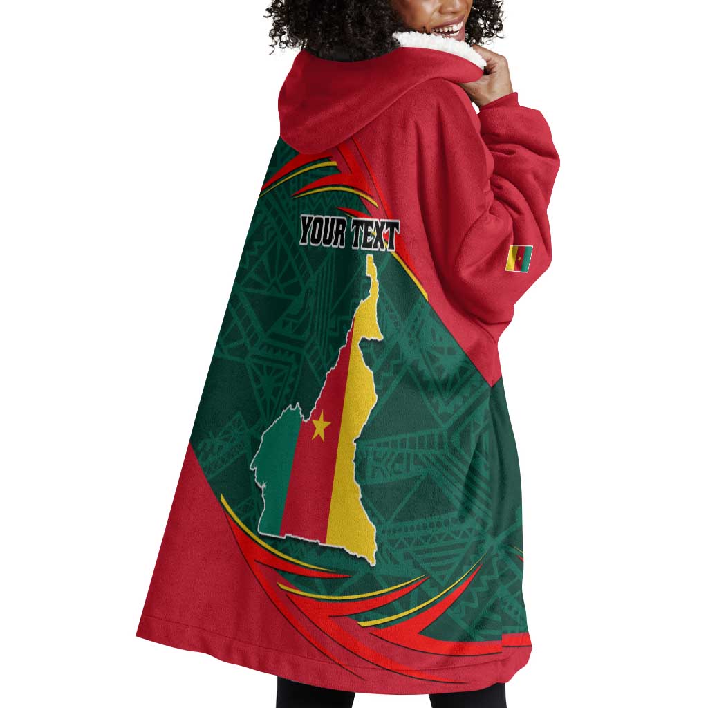 Personalized Cameroon Wearable Blanket Hoodie with Cameroun Coat of Arms and African Pattern LT01