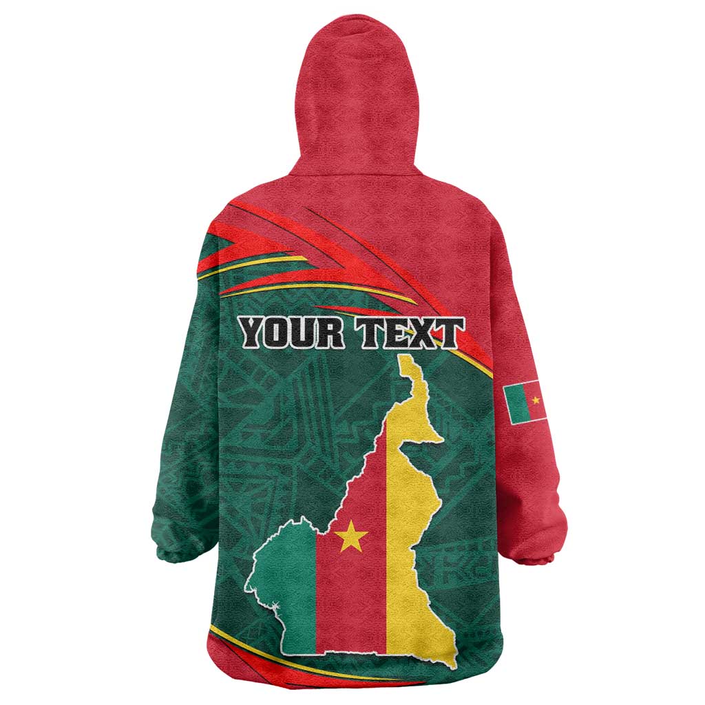 Personalized Cameroon Wearable Blanket Hoodie with Cameroun Coat of Arms and African Pattern LT01