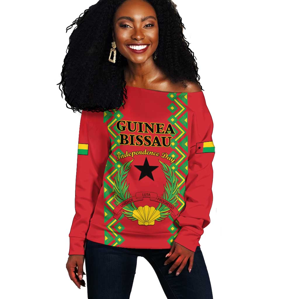 Guinea-Bissau Off Shoulder Sweater Unidade Luta Progresso LT01