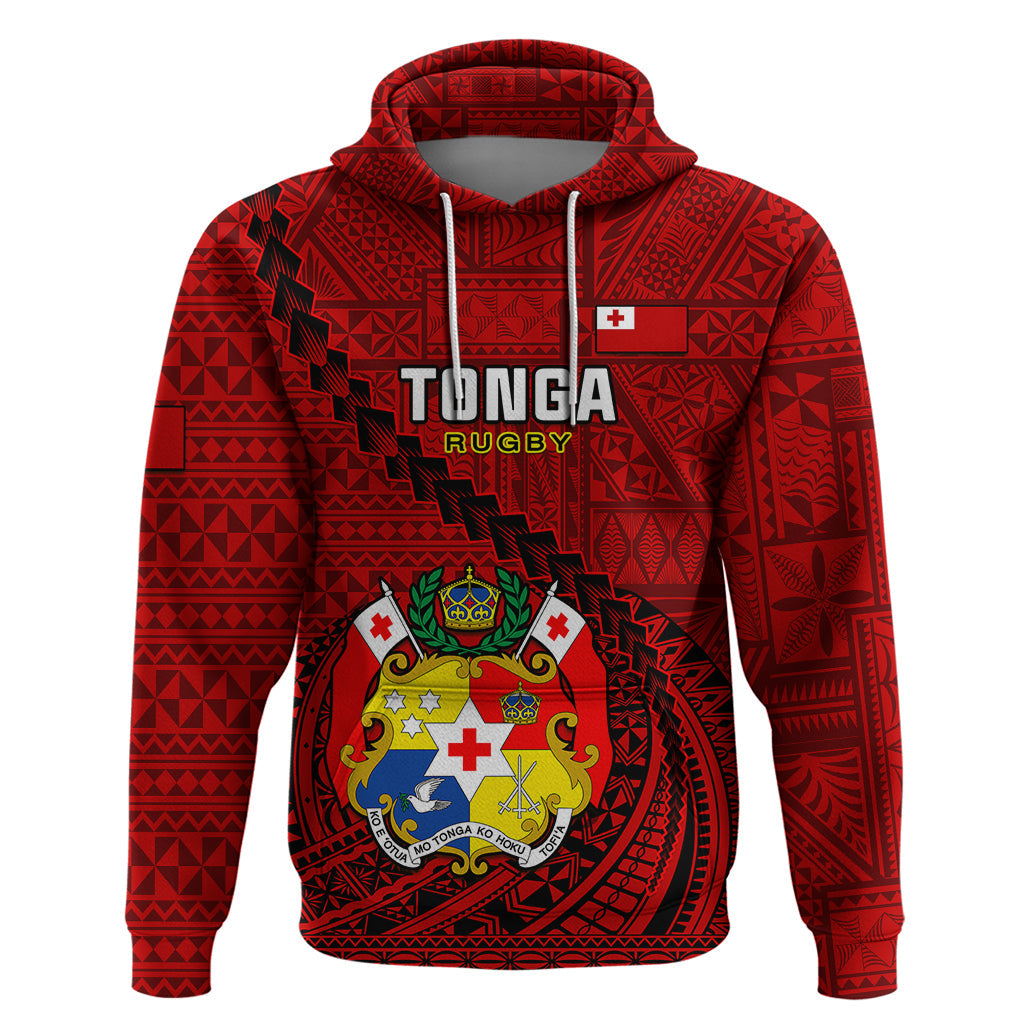 Tonga Rugby Hoodie Tongan Ngatu Pattern Black Version LT01