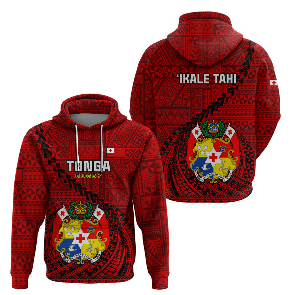 Tonga Rugby Hoodie Tongan Ngatu Pattern Black Version LT01