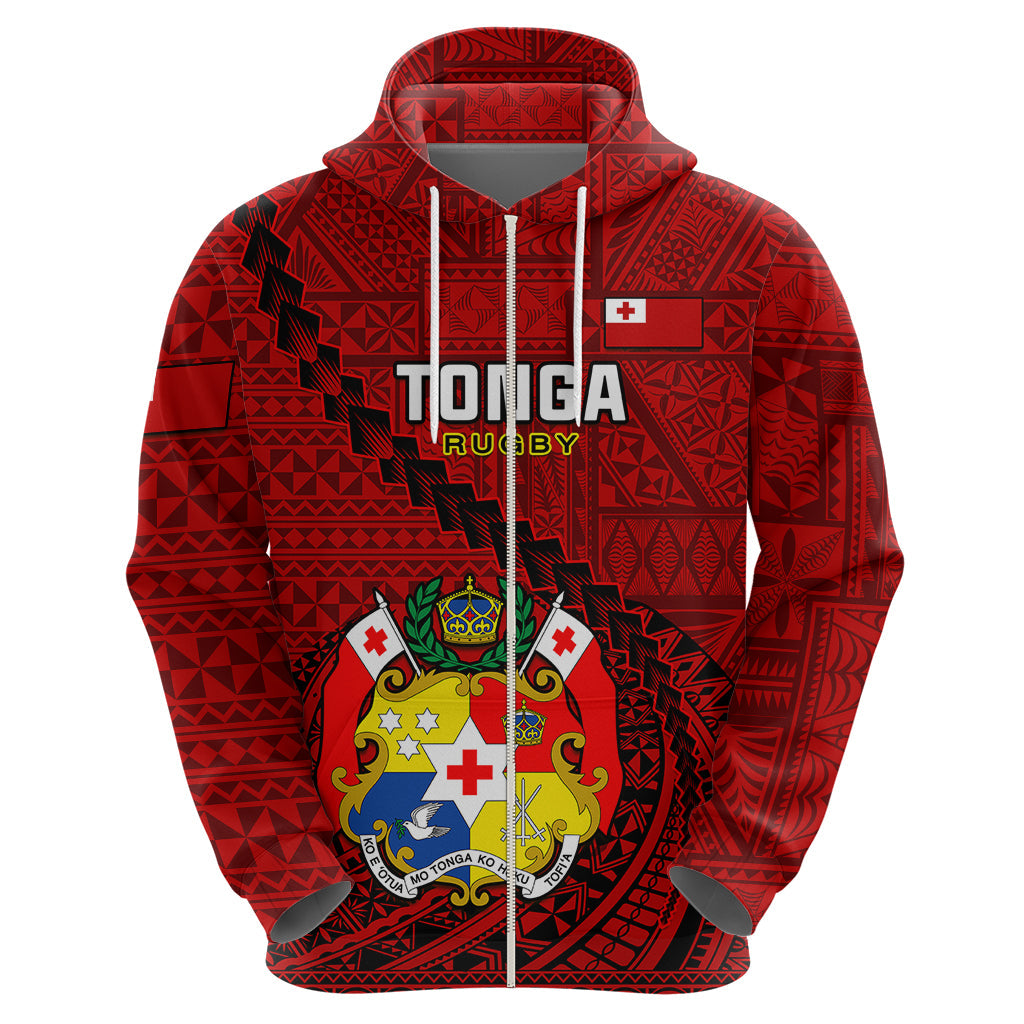 Tonga Rugby Hoodie Tongan Ngatu Pattern Black Version LT01