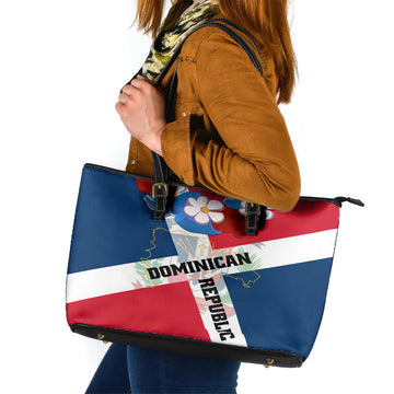 Dominican Republic Independence Day Leather Tote Bag Coat Of Arms Flag Style LT01