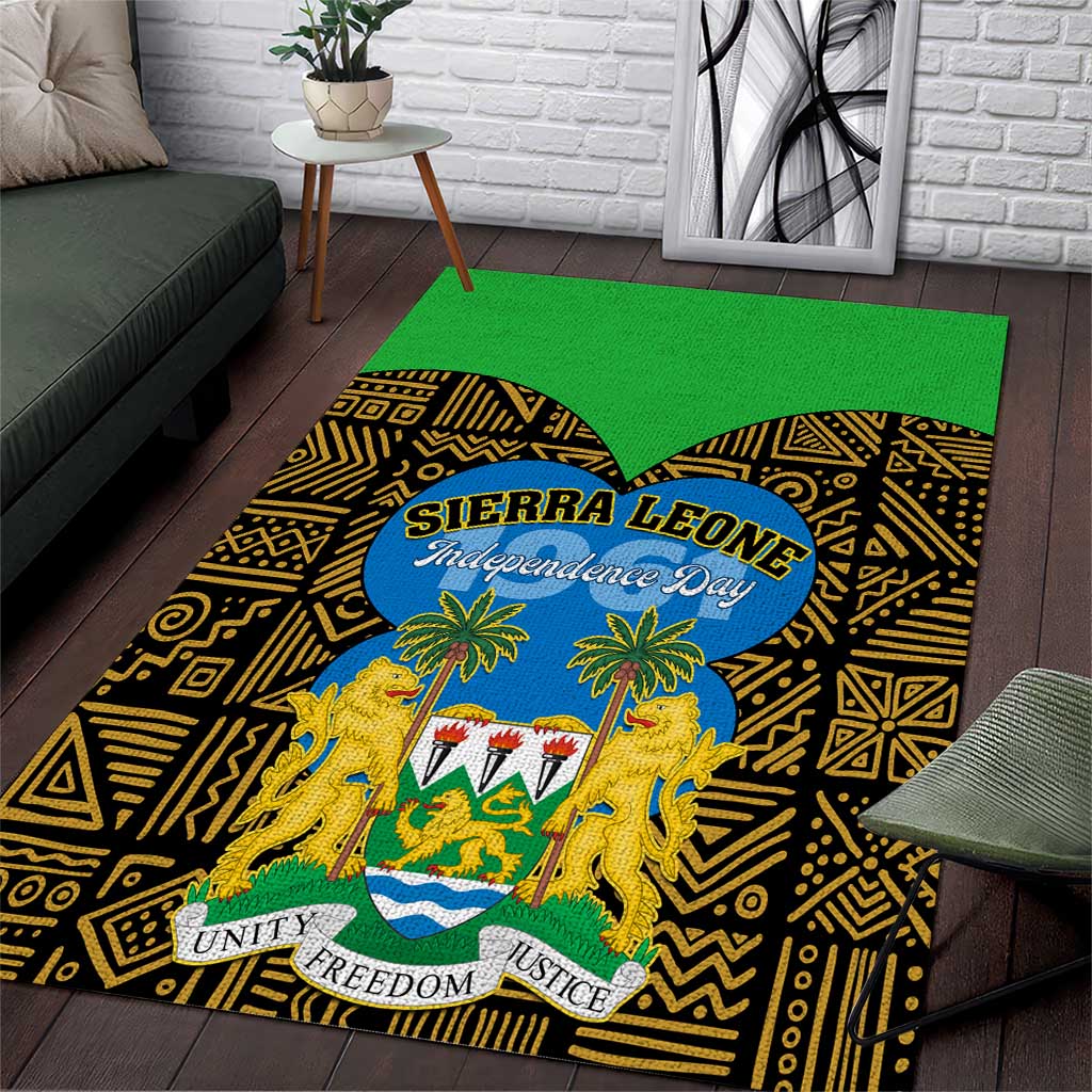 Sierra Leone Independence Day 2024 Area Rug Happy 63rd Anniversary African Pattern LT01