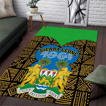 Sierra Leone Independence Day 2024 Area Rug Happy 63rd Anniversary African Pattern LT01