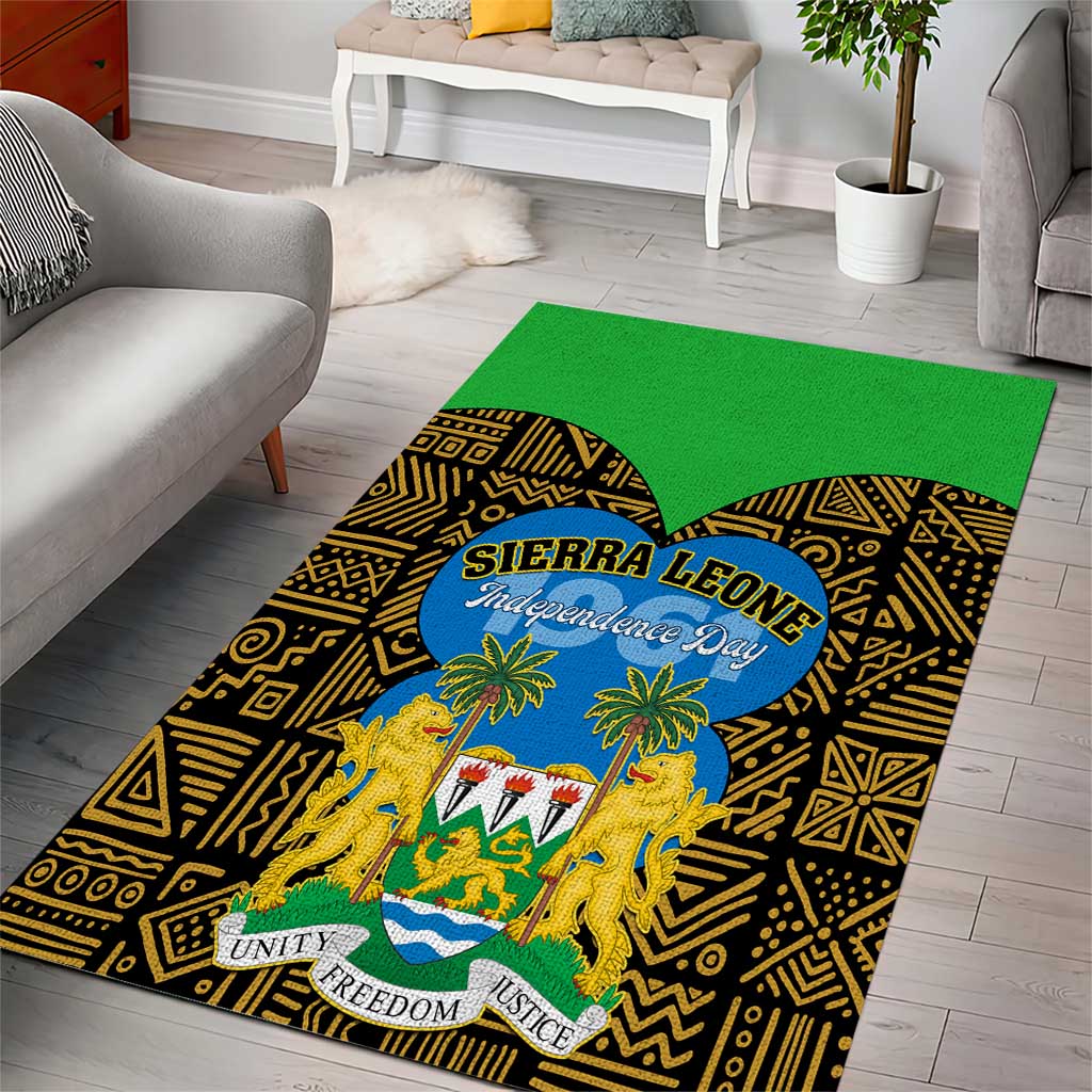 Sierra Leone Independence Day 2024 Area Rug Happy 63rd Anniversary African Pattern LT01