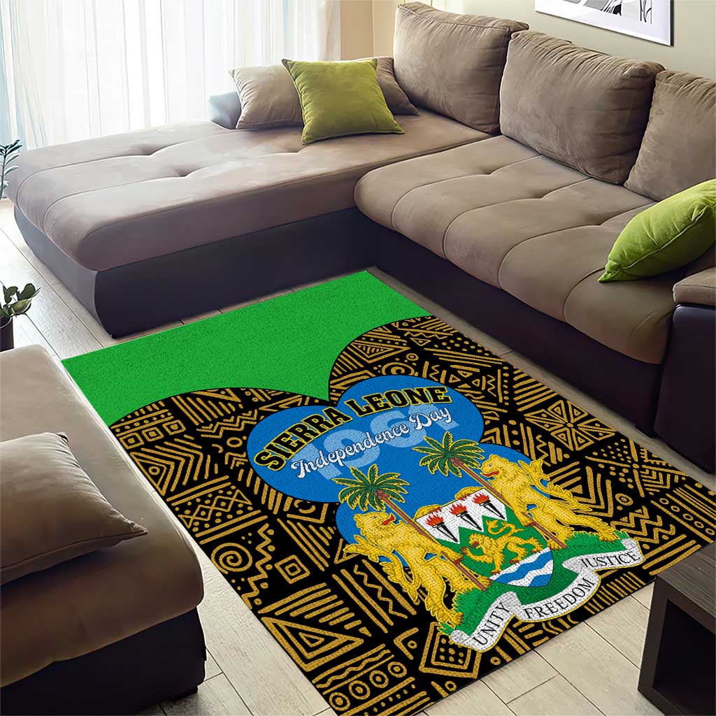 Sierra Leone Independence Day 2024 Area Rug Happy 63rd Anniversary African Pattern LT01