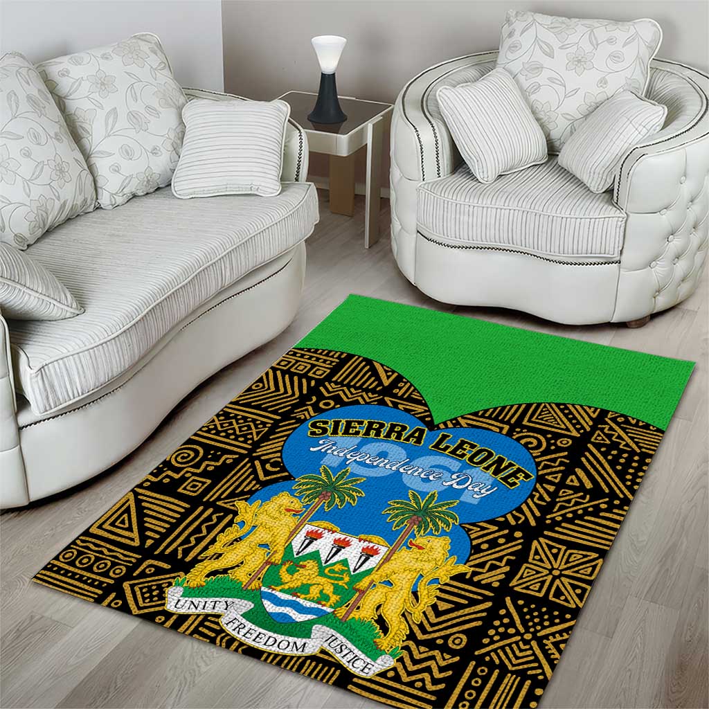 Sierra Leone Independence Day 2024 Area Rug Happy 63rd Anniversary African Pattern LT01