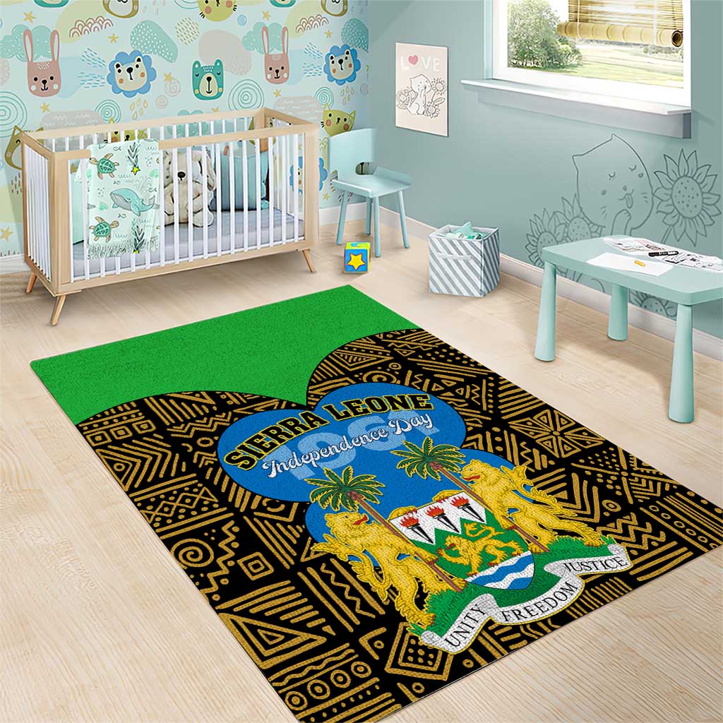 Sierra Leone Independence Day 2024 Area Rug Happy 63rd Anniversary African Pattern LT01