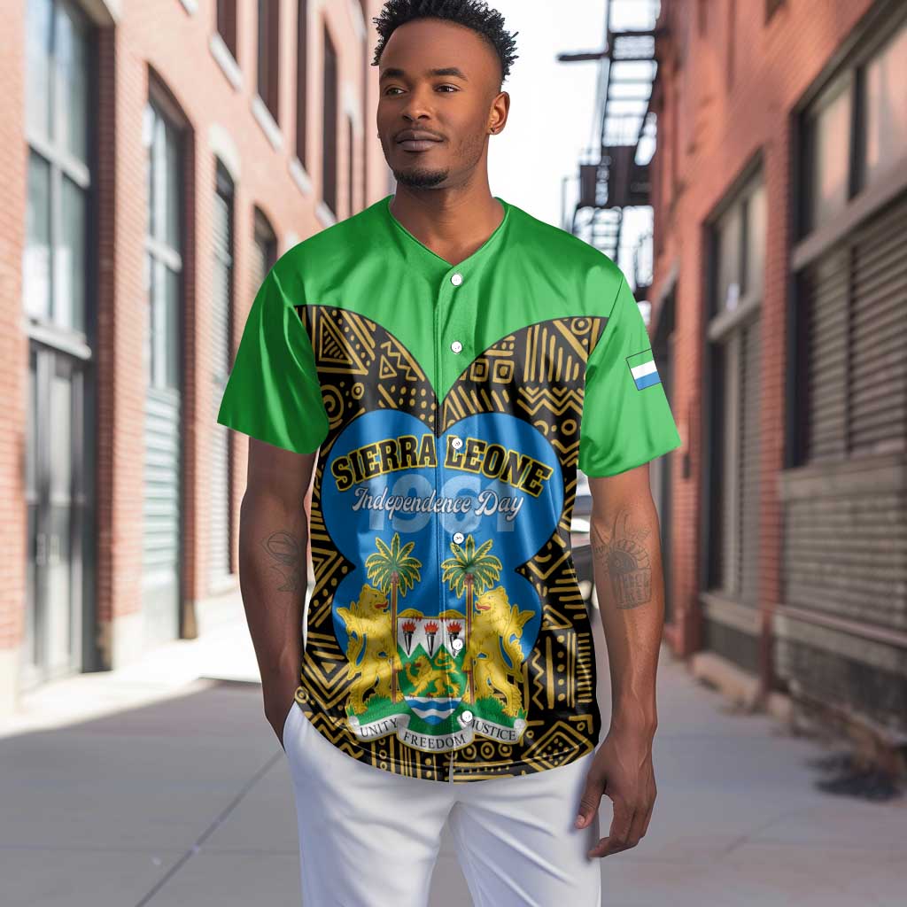 Sierra Leone Independence Day 2024 Baseball Jersey Happy 63rd Anniversary African Pattern LT01