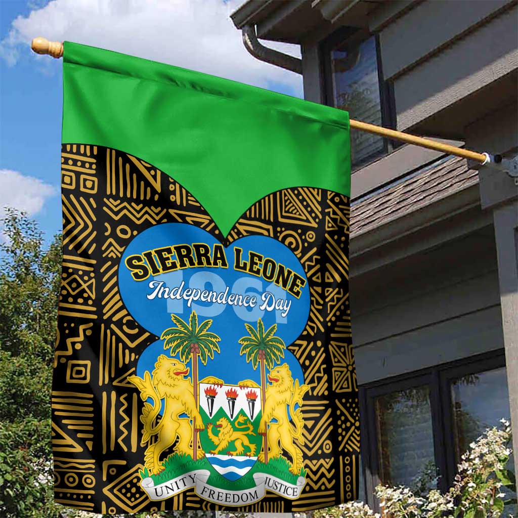 Sierra Leone Independence Day 2024 Garden Flag Happy 63rd Anniversary African Pattern LT01