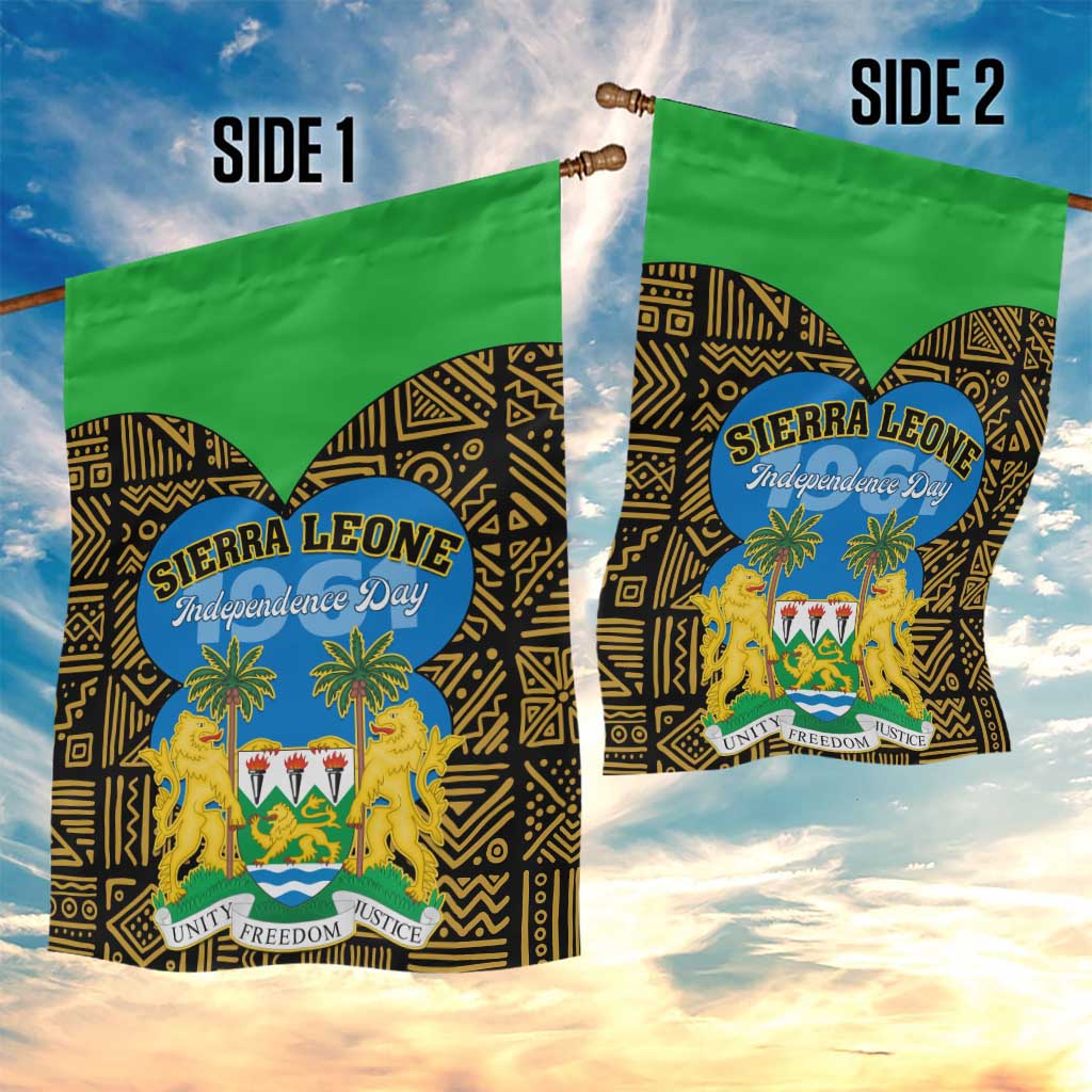 Sierra Leone Independence Day 2024 Garden Flag Happy 63rd Anniversary African Pattern LT01