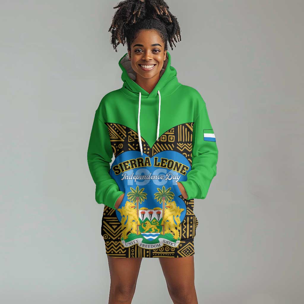 Sierra Leone Independence Day 2024 Hoodie Dress Happy 63rd Anniversary African Pattern LT01