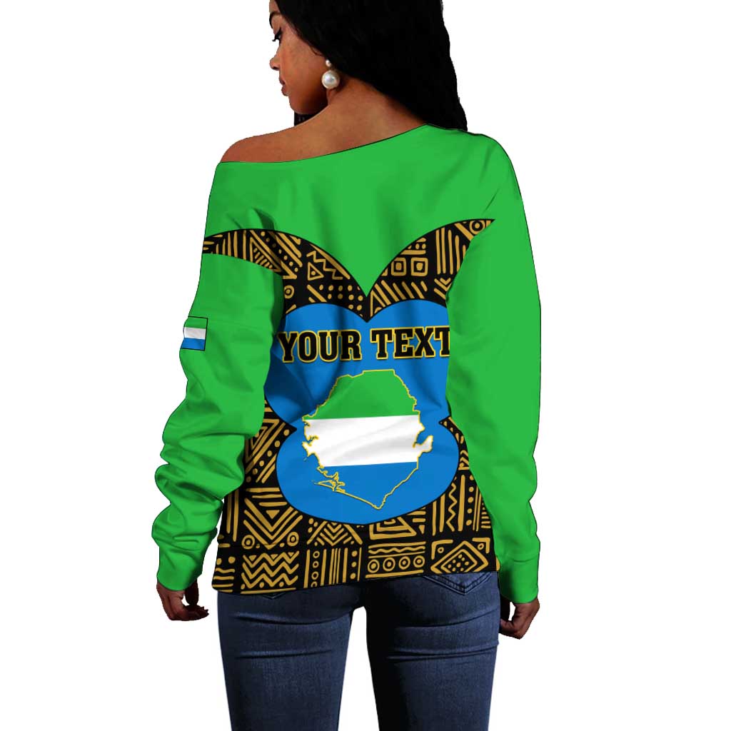 Sierra Leone Independence Day 2024 Off Shoulder Sweater Happy 63rd Anniversary African Pattern LT01