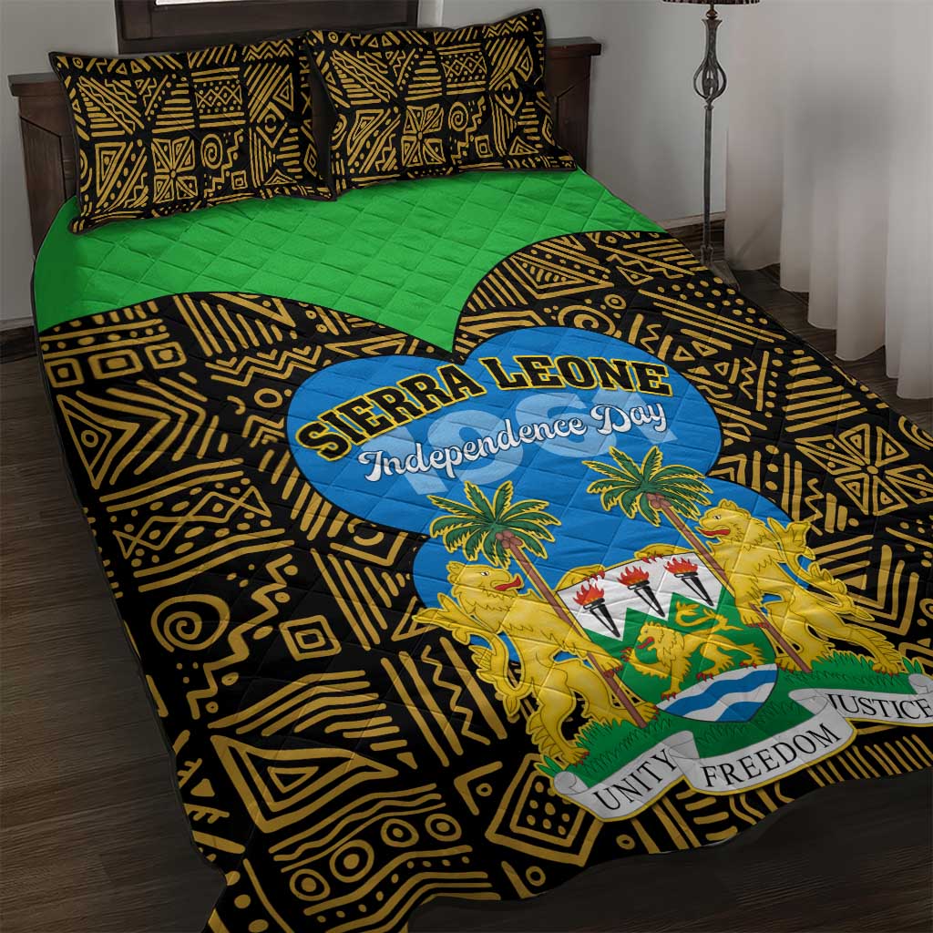 Sierra Leone Independence Day 2024 Quilt Bed Set Happy 63rd Anniversary African Pattern LT01