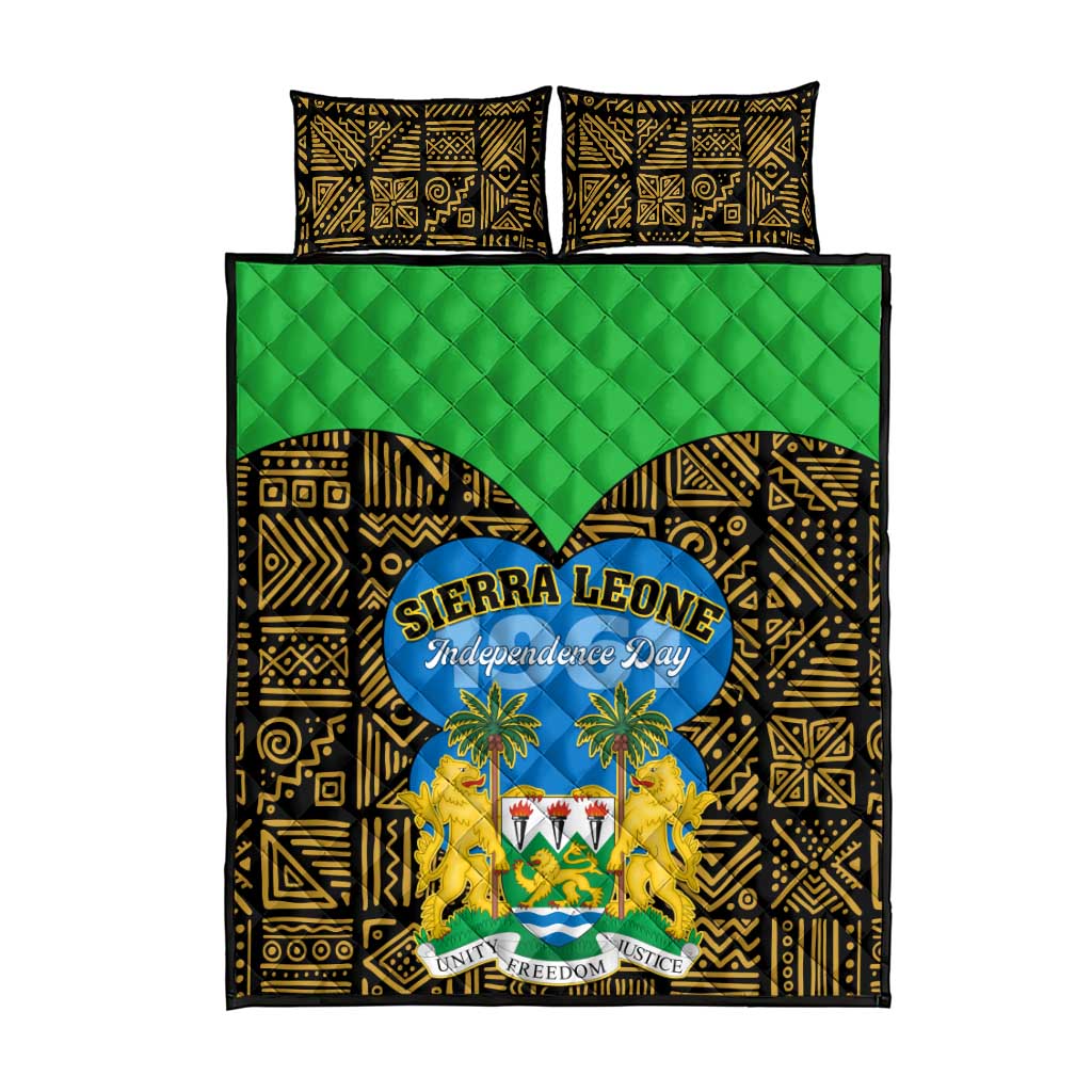 Sierra Leone Independence Day 2024 Quilt Bed Set Happy 63rd Anniversary African Pattern LT01