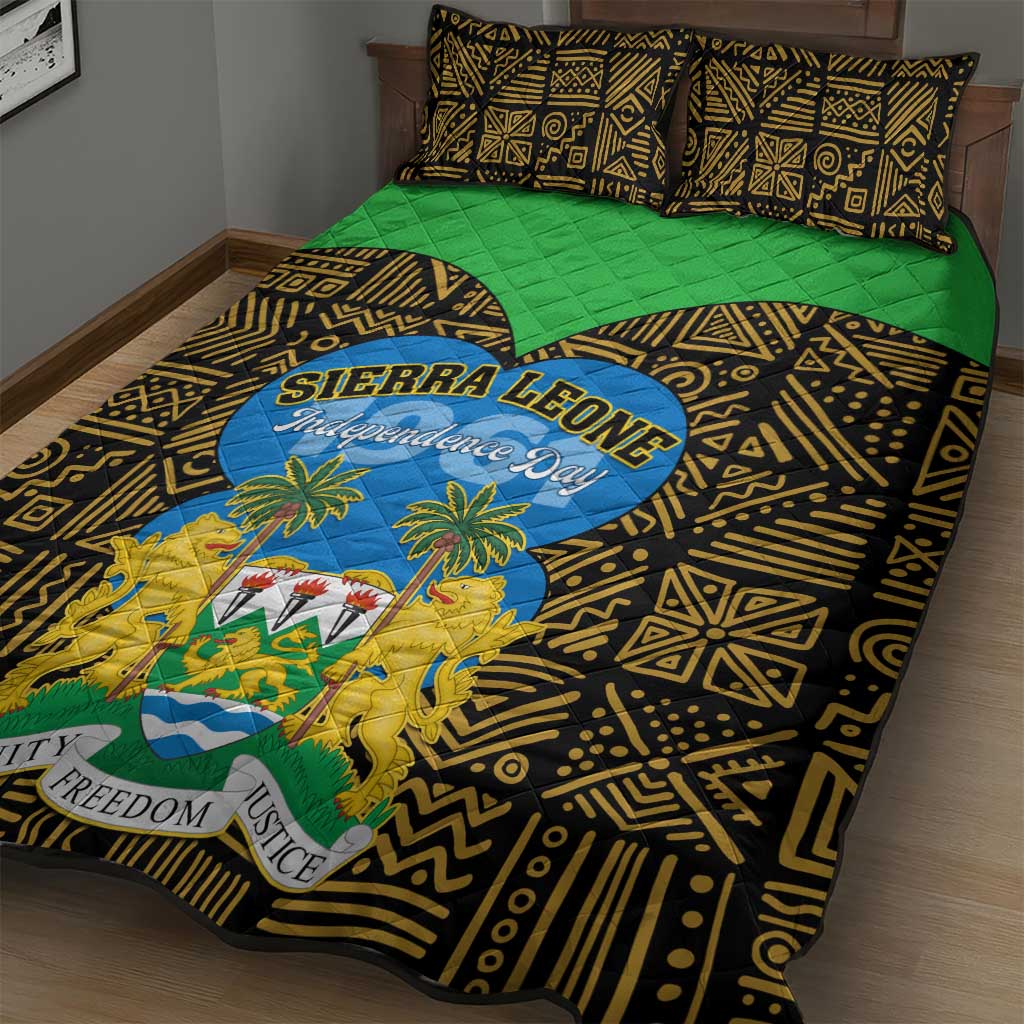 Sierra Leone Independence Day 2024 Quilt Bed Set Happy 63rd Anniversary African Pattern LT01