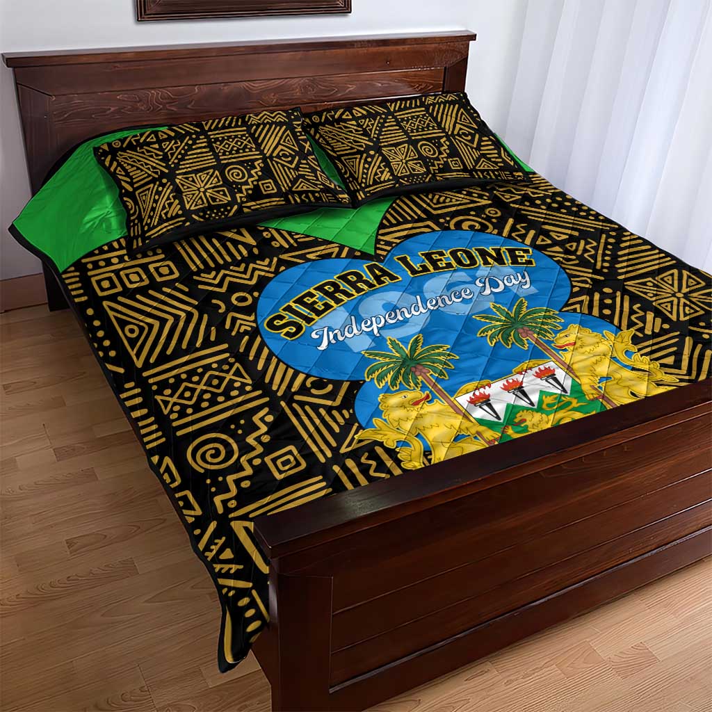 Sierra Leone Independence Day 2024 Quilt Bed Set Happy 63rd Anniversary African Pattern LT01