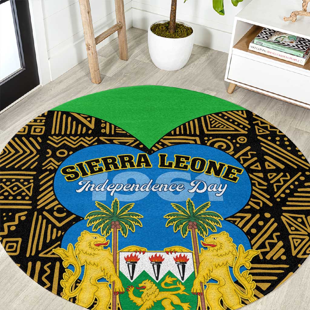 Sierra Leone Independence Day 2024 Round Carpet Happy 63rd Anniversary African Pattern LT01