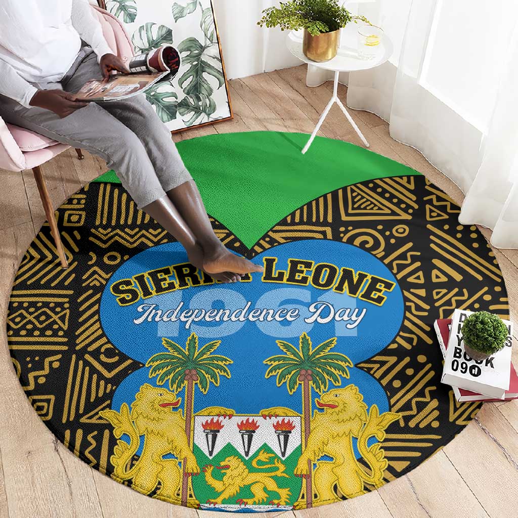Sierra Leone Independence Day 2024 Round Carpet Happy 63rd Anniversary African Pattern LT01