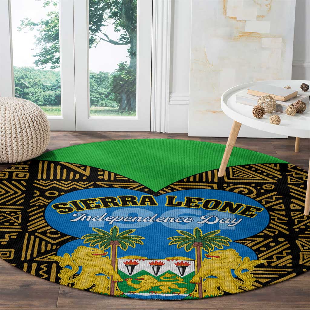 Sierra Leone Independence Day 2024 Round Carpet Happy 63rd Anniversary African Pattern LT01