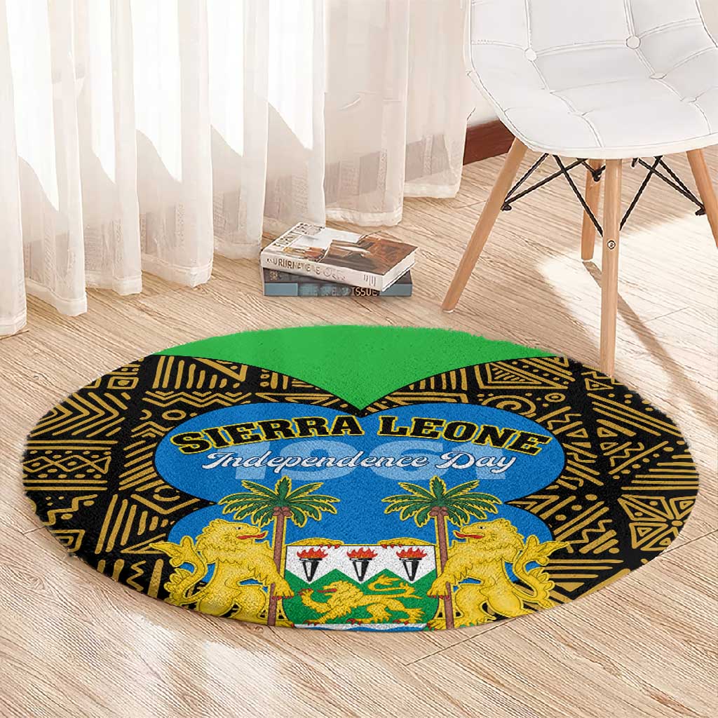Sierra Leone Independence Day 2024 Round Carpet Happy 63rd Anniversary African Pattern LT01