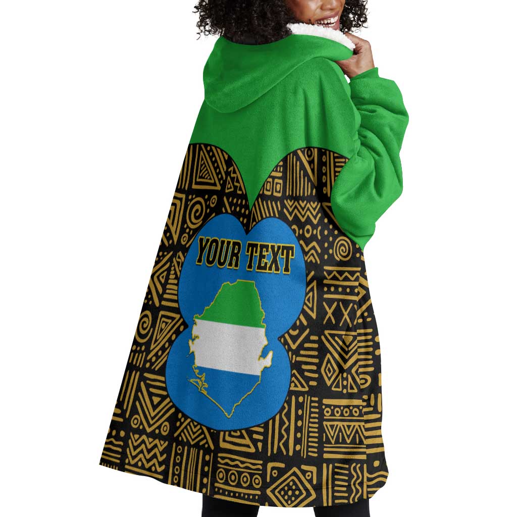 Sierra Leone Independence Day 2024 Wearable Blanket Hoodie Happy 63rd Anniversary African Pattern LT01