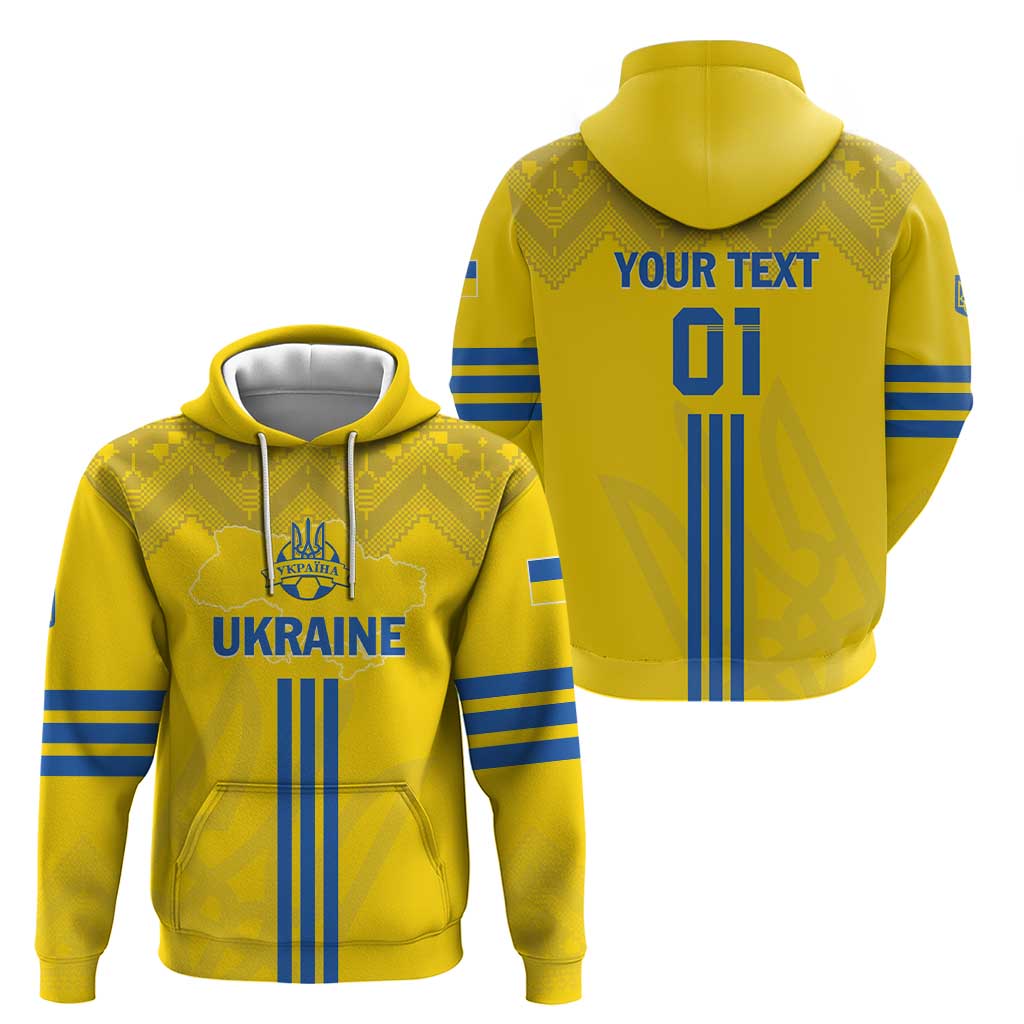 Custom Ukraine 2024 Football Hoodie Ukrainian Folk Pattern LT01