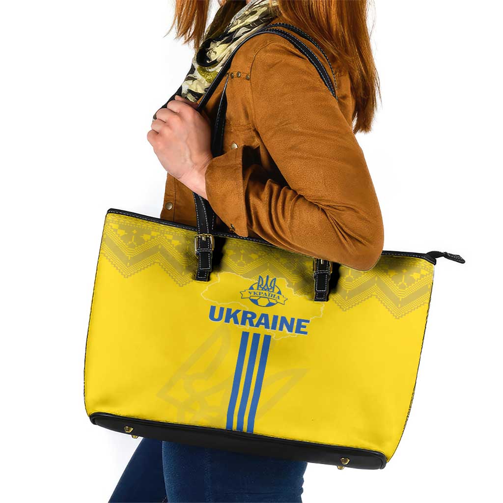 Ukraine 2024 Football Leather Tote Bag Ukrainian Folk Pattern LT01