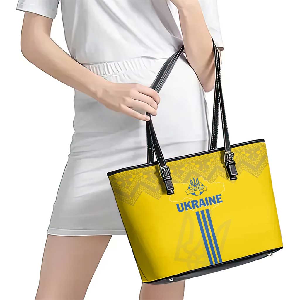 Ukraine 2024 Football Leather Tote Bag Ukrainian Folk Pattern LT01