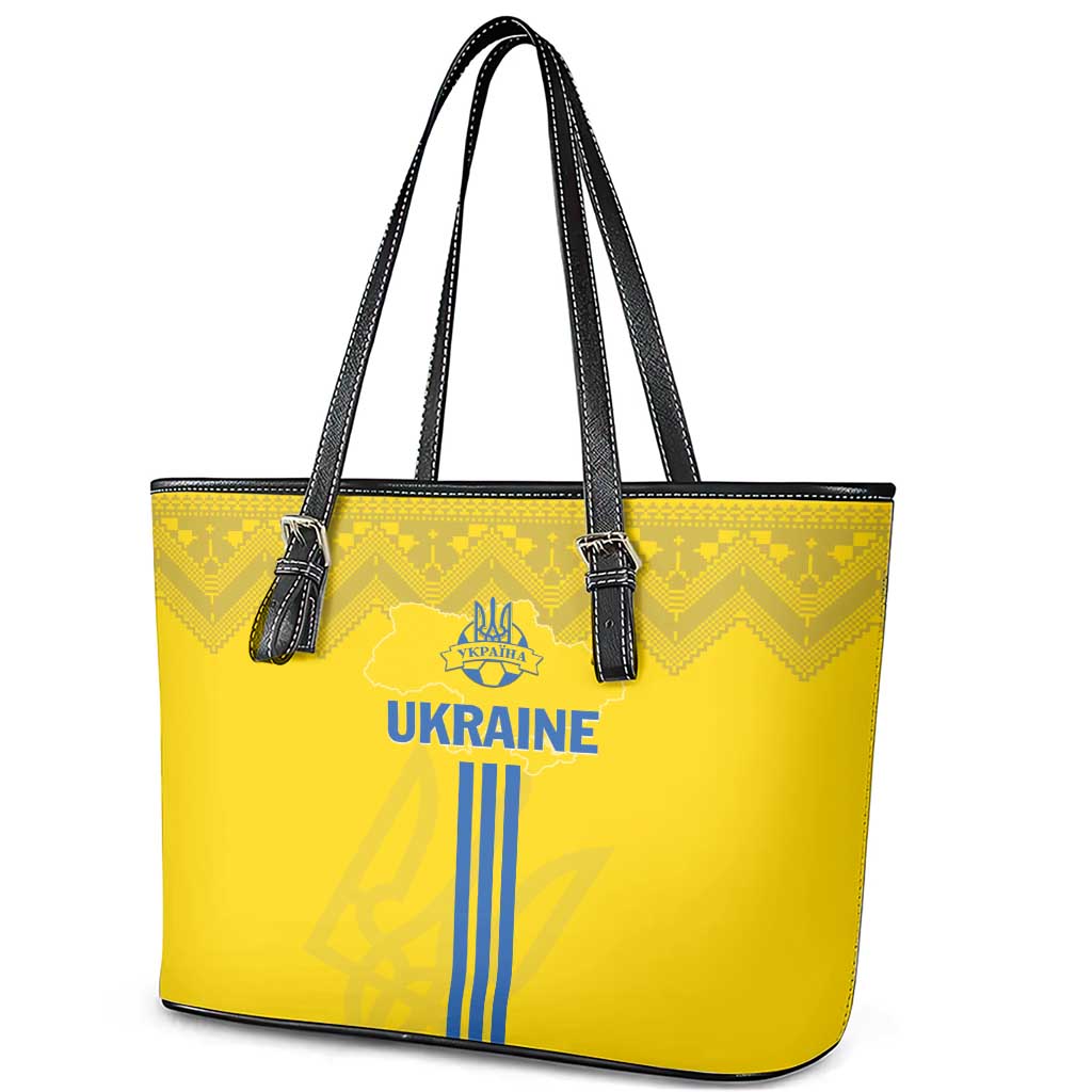 Ukraine 2024 Football Leather Tote Bag Ukrainian Folk Pattern LT01