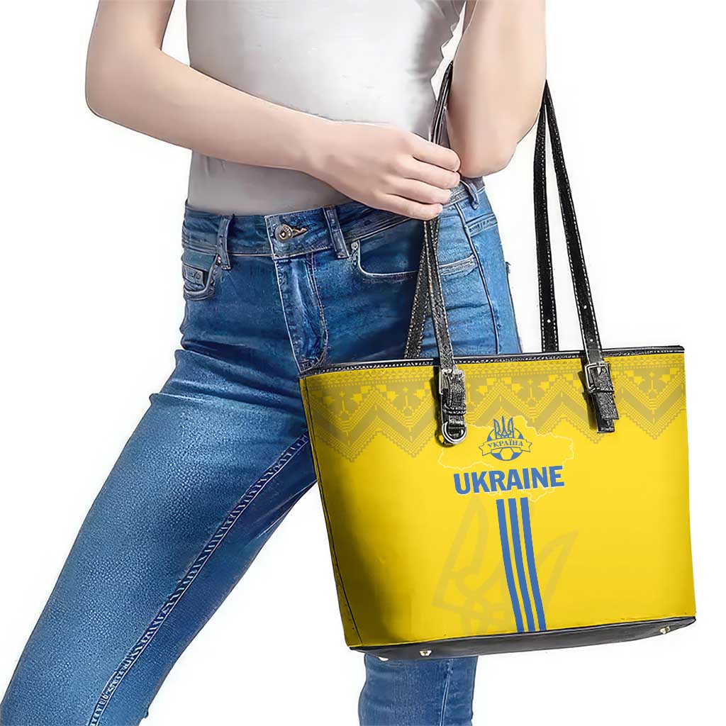 Ukraine 2024 Football Leather Tote Bag Ukrainian Folk Pattern LT01