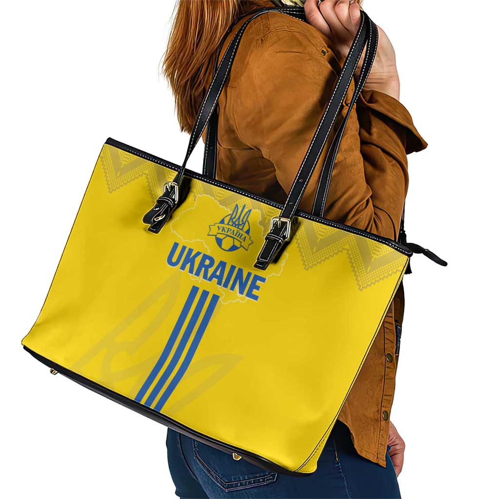 Ukraine 2024 Football Leather Tote Bag Ukrainian Folk Pattern LT01