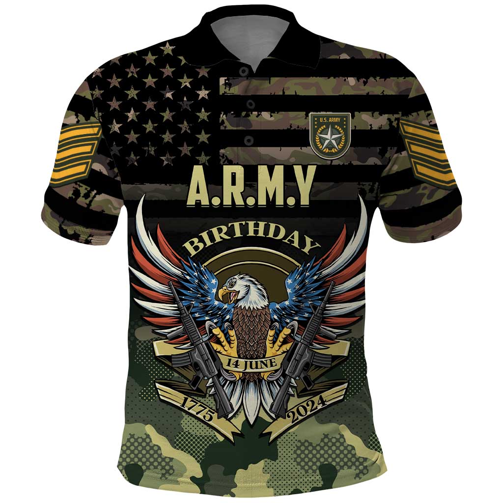 Personalized ARMY Birthday 2024 Polo Shirt US 249th Anniversary LT01