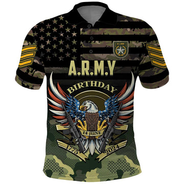 Personalized ARMY Birthday 2024 Polo Shirt US 249th Anniversary LT01