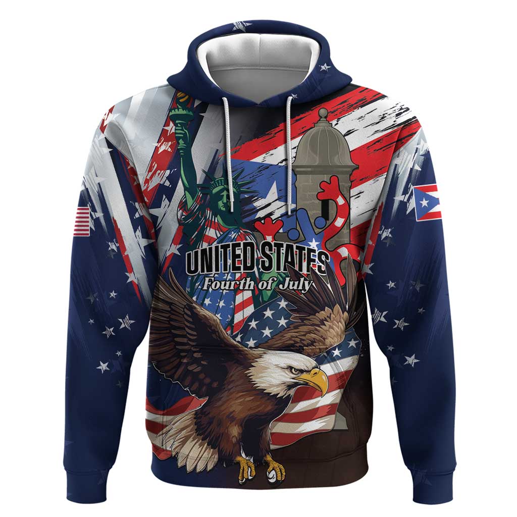 Personalized Puerto Rico 4th of July Hoodie USA Statue of Liberty El Morro LT01