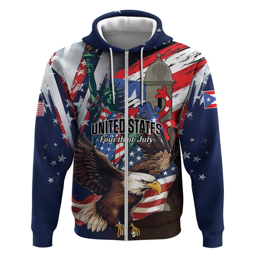 Personalized Puerto Rico 4th of July Hoodie USA Statue of Liberty El Morro LT01