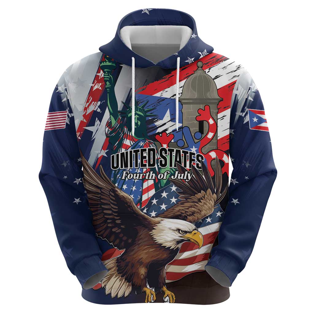 Personalized Puerto Rico 4th of July Hoodie USA Statue of Liberty El Morro LT01