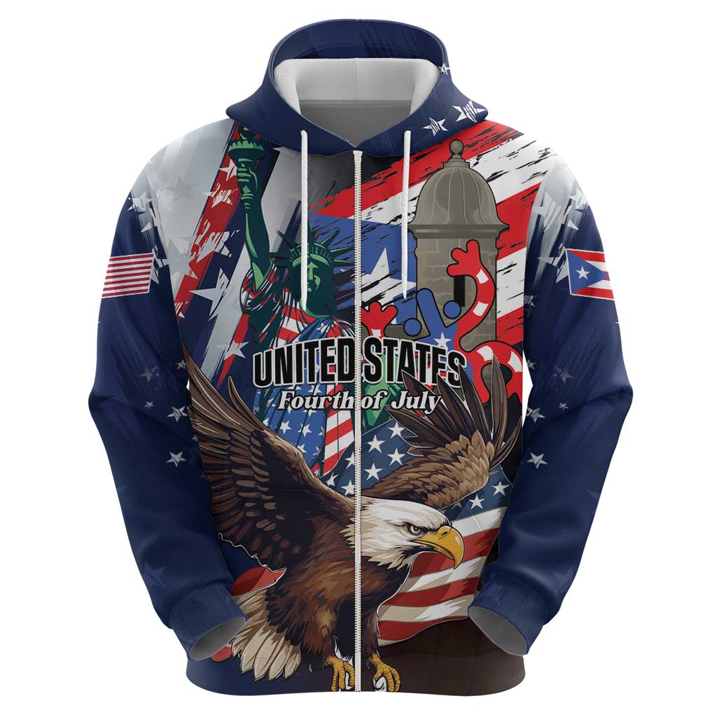 Personalized Puerto Rico 4th of July Hoodie USA Statue of Liberty El Morro LT01