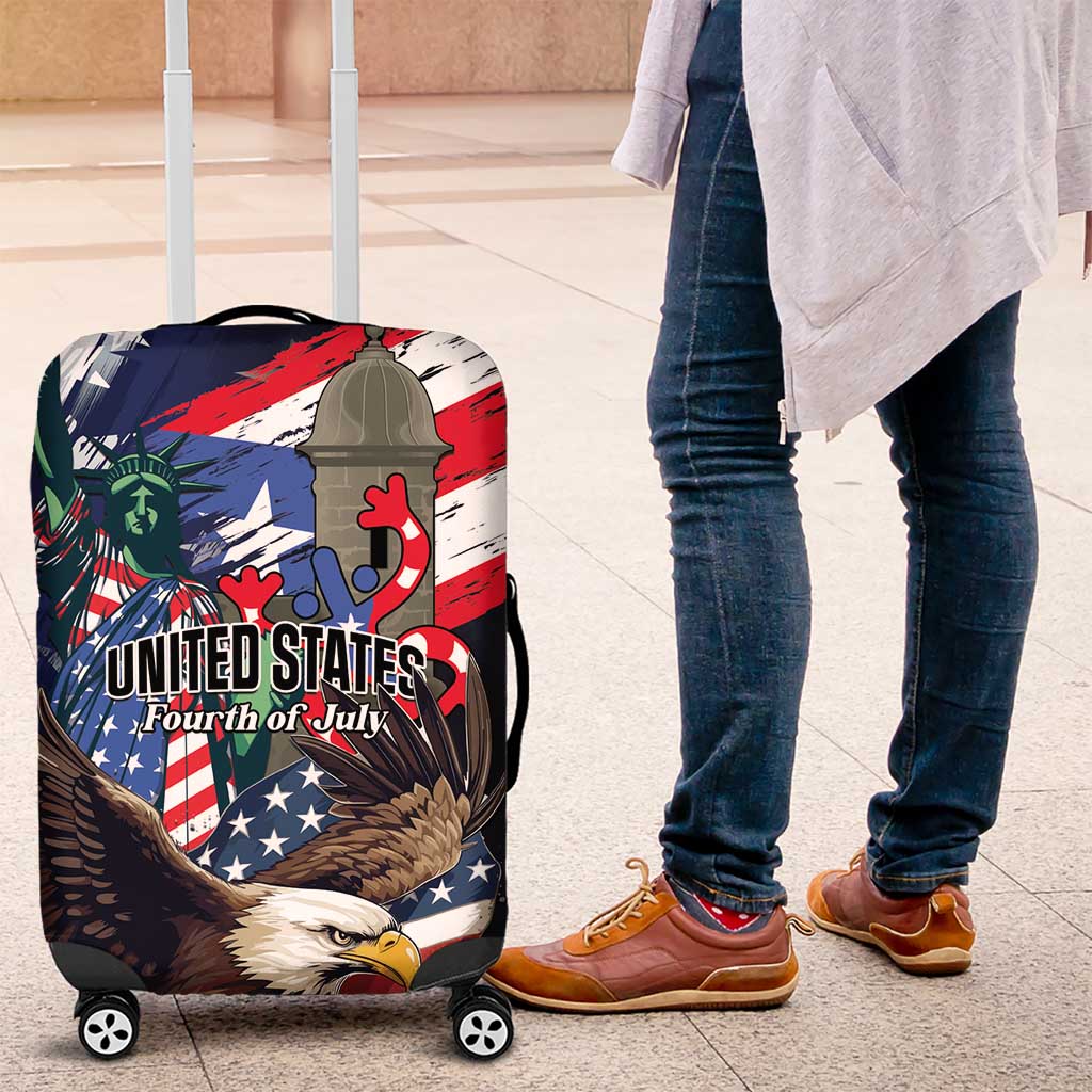 Puerto Rico 4th of July Luggage Cover USA Statue of Liberty El Morro LT01
